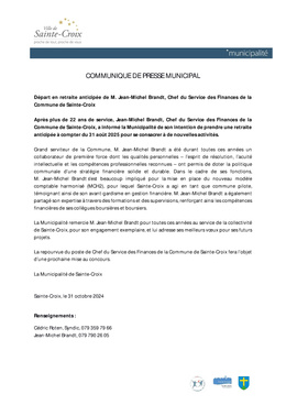 Communiqué de presse municipal